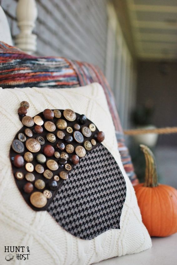 s 15 cute pillows you can make for your sister, Line Buttons Onto An Acorn