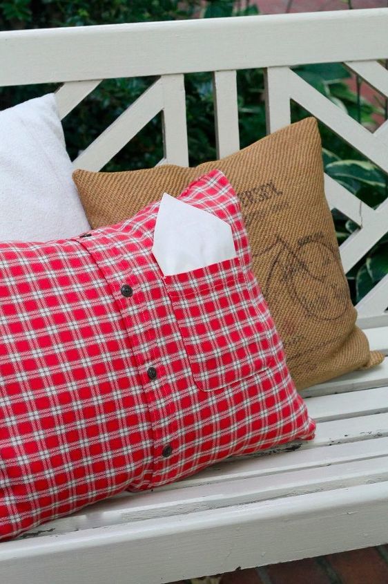 s 15 cute pillows you can make for your sister, Give Your Favorite Flannel Top As A Pillow