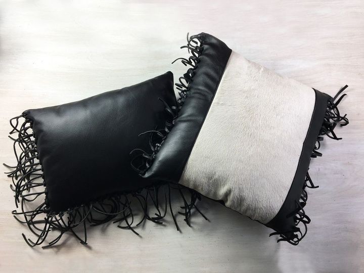 s 15 cute pillows you can make for your sister, Coat Her Pillow In Leather And Fringe