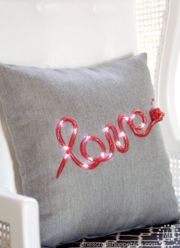 s 15 cute pillows you can make for your sister, Light Up The Pillow With A Shining Marquee
