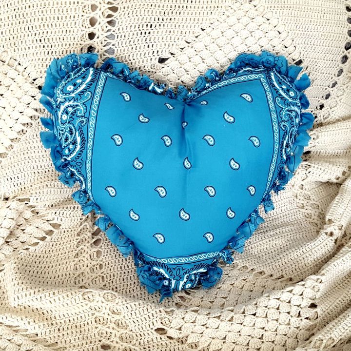 s 15 cute pillows you can make for your sister, Make A Heart Out Of Bandanas