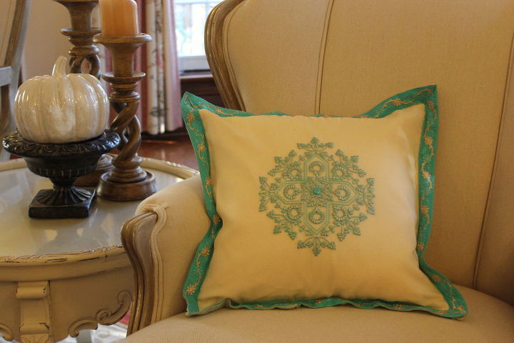 s 15 cute pillows you can make for your sister, Envelope A Pillow In A Sari Scarf