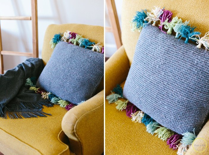 s 15 cute pillows you can make for your sister, Add An Anthropologie Inspired Tassel Pillow