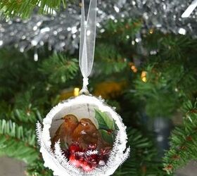 create a beautiful christmas ornament using mod podge and napkins