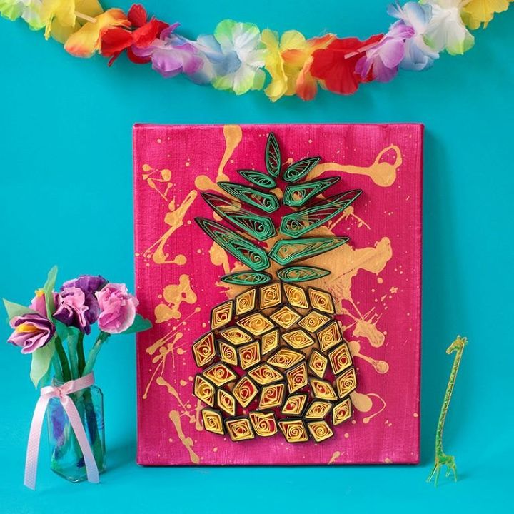s 25 ways you can be an artist with no experience necessary, Make a pineapple decor with rolled up paper