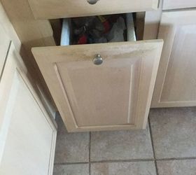 Need solution for sliding garbage pail kitchen cabinet. Hometalk