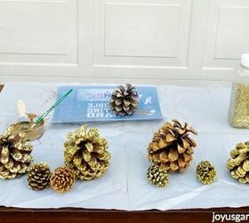 gold gilded pine cones glittered 4 ways