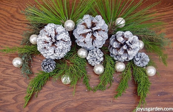 shimmery glittery silver pine cone diy