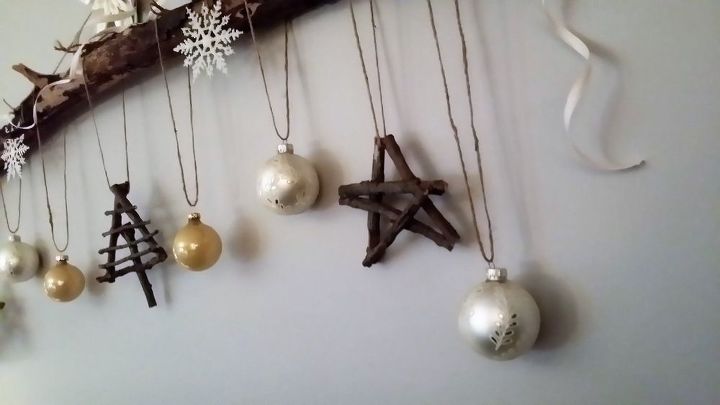 decoracin de navidad rama y palos para colgar en la pared
