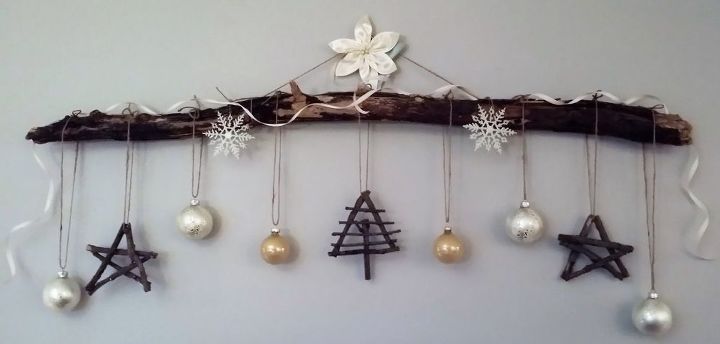 decorao de natal ramo e varas para pendurar na parede