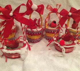 how to make bird s nest christmas ornaments from trash, A few of my Christmas bird s nest baskets