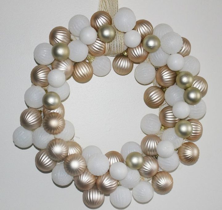 s 25 christmas wreath ideas you don t want to miss this year, Rose Gold White Ornament Wreath