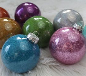 make diy glitter ornaments with pledge floor finish