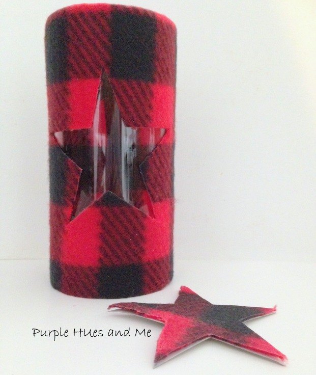make a trendy plaid candle holder using items from the dollar store