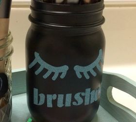 glitter vinyl mason jar makeup brush holder