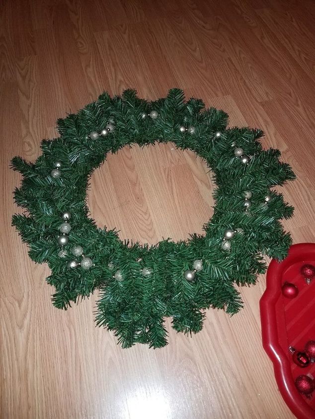 lighted christmas wreath, Added garland to wreath