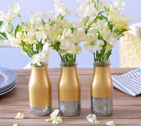 s these amazing vase ideas will blow your guests away, Paint a two toned mercury milk bottle