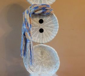 s 30 different ways to diy an adorable snowman this winter, Upcycle three thrift shop baskets