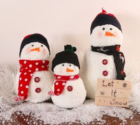 s 30 different ways to diy an adorable snowman this winter, Cut fuzzy white socks and fill them with rice