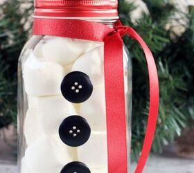 s 30 different ways to diy an adorable snowman this winter, Fill a mason jar with marshmallows