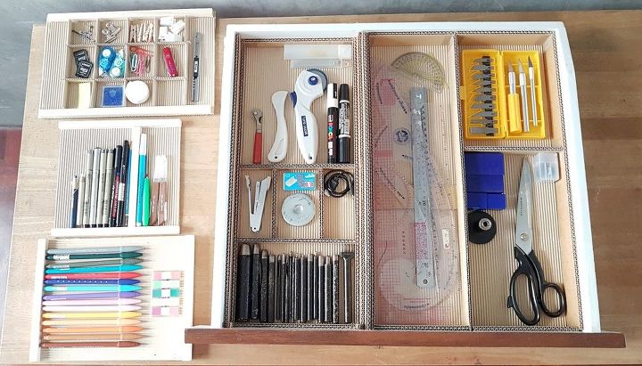 s the newest diy space saving storage ideas to keep your home organized, Desk Drawer Organizer With Sliding Trays