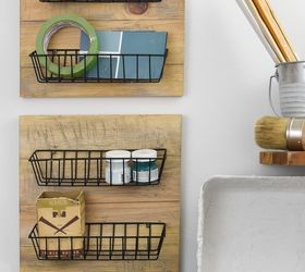 s the newest diy space saving storage ideas to keep your home organized, Dollar Store Farmhouse Wall Baskets