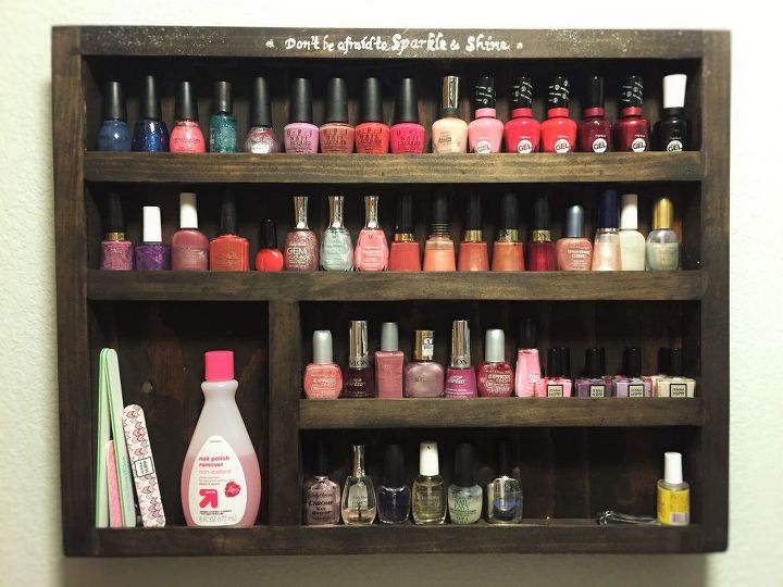 s the newest diy space saving storage ideas to keep your home organized, Wood Nail Polish Rack