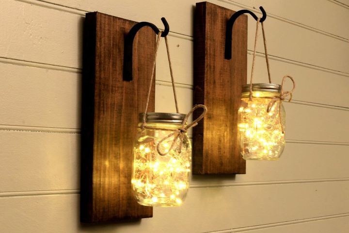 s the 25 most viewed mason jar projects on hometalk in 2017, Beautiful Mason Jar Sconce Decor
