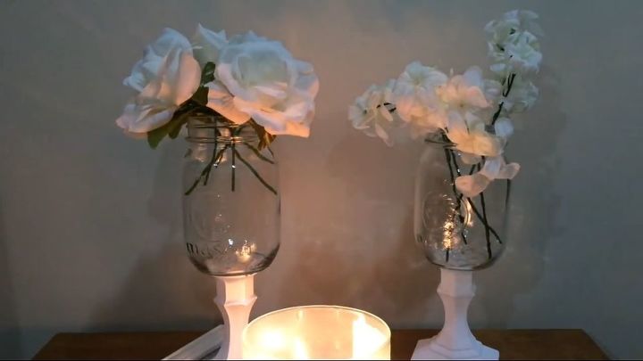 s the 25 most viewed mason jar projects on hometalk in 2017, Farmhouse Style Mason Jar Vases