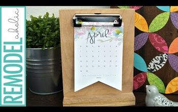 Calendario 2018 imprimible en acuarela con soporte de madera para el escritorio