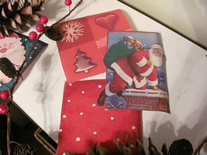 create christmas artwork using leftover wrapping paper