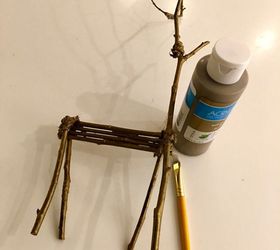 metallic twig reindeer for a modern christmas mantle, Paint the reindeer