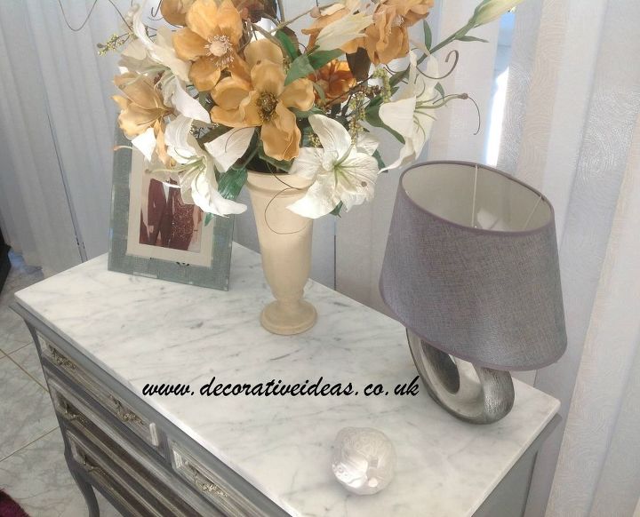 how to use silver wax on painted furniture, AFTER with the Marble placed on top