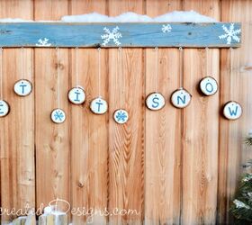 a cheery and bright wood slice sign for winter