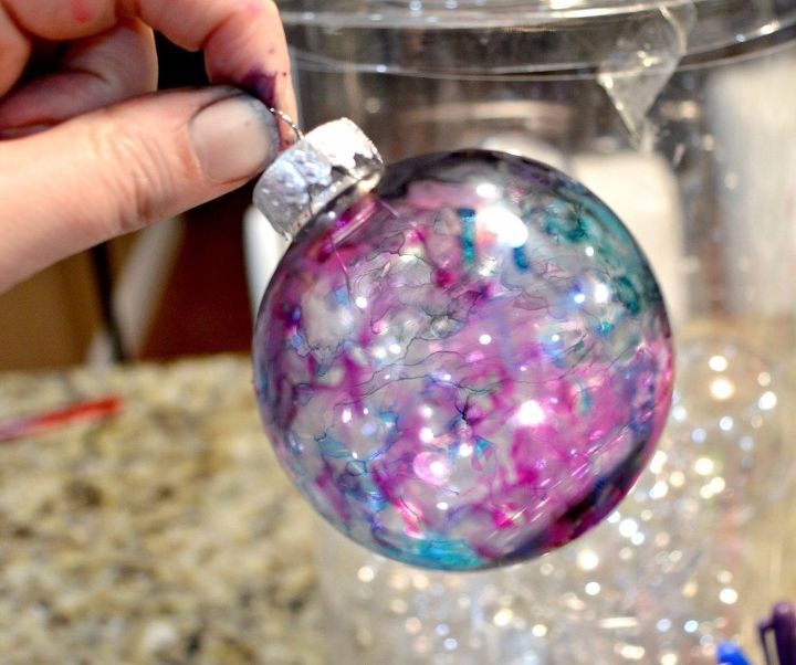 diy sharpie marbled ornaments