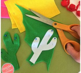 don t be a prick diy felt cactus christmas tree ornaments, Use paper template to cut cactus from felt