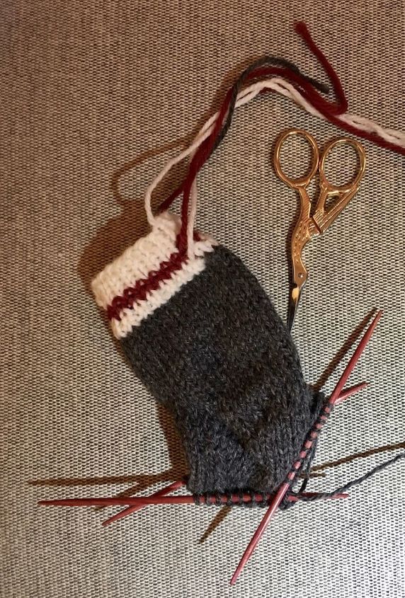 mini stocking tree ornaments for baby s first christmas, Making Baby Socks
