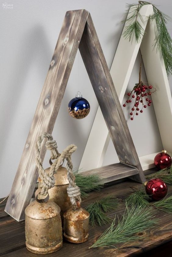 rbol de navidad de madera minimalista y adornos diy