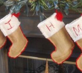 recycled wedding decor made into christmas stockings and ornaments