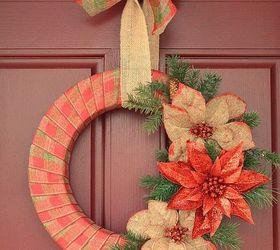 s use ribbon to decorate for christmas with these last minute ideas, Easy Ribbon Wrapped Wreath
