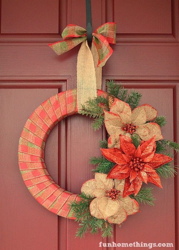 s use ribbon to decorate for christmas with these last minute ideas, Easy Ribbon Wrapped Wreath