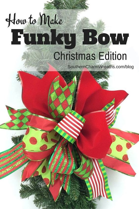 s use ribbon to decorate for christmas with these last minute ideas, Funky Bow From Scraps Of Ribbon