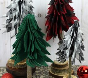 s use ribbon to decorate for christmas with these last minute ideas, Rustic Ribbon Christmas Trees