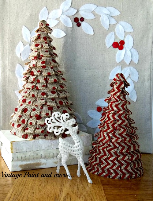 s use ribbon to decorate for christmas with these last minute ideas, Ribbon Cone Trees