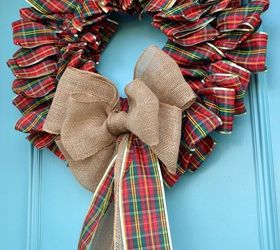 s use ribbon to decorate for christmas with these last minute ideas, Ribbon Burlap Wreath