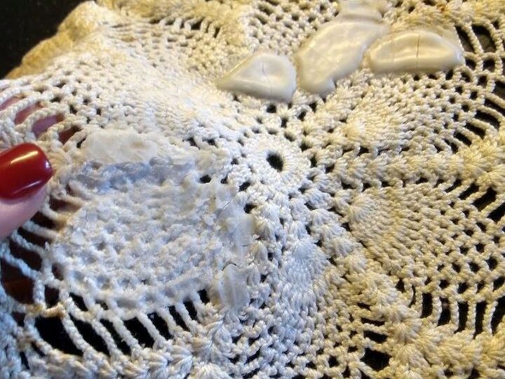 q tatted doily candle wax melted on best way to get it off