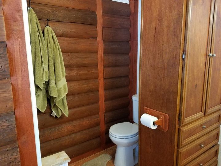 cabin log style bathroom