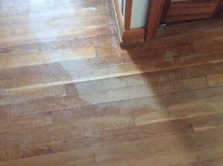 q what can i apply to water marked areas of my old hardwood floors
