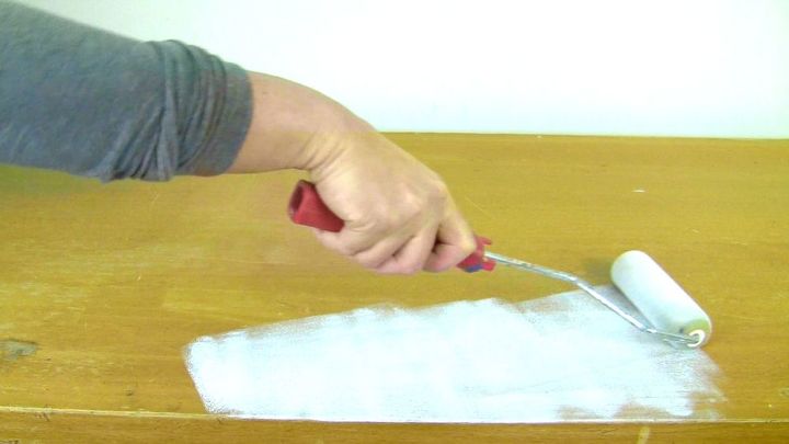 flea market furniture flip using a dalmatian stencil
