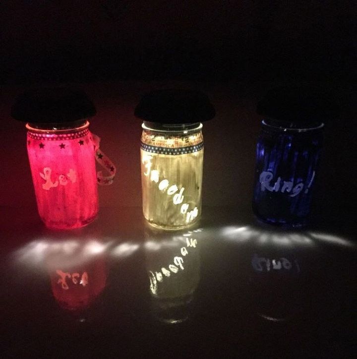 s the 25 most viewed mason jar projects on hometalk in 2017, Patriotic Solar Light Mason Jars